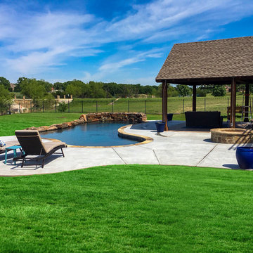 Green grass, blue water and scenic swimming pool dreams