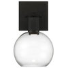 Port Nine Burgundy LED Wall Sconce, Matte Black, Clear Glass, Dedicated LED