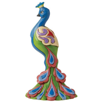 Jim Shore Peacock Figurine Polyresin Mini Bird Quilt Design 6010566