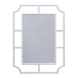 Worlds Away Marian White Lacquer Mirror - Bathroom Mirrors