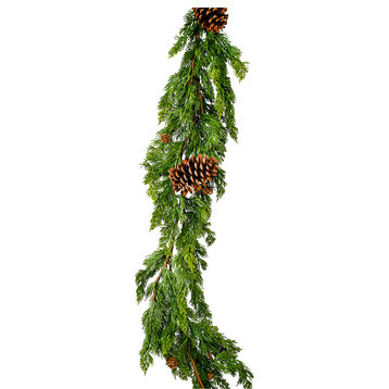 Artificial Cypress Garland with Pine Cones, 3 Sizes, 62" Cypress Garland