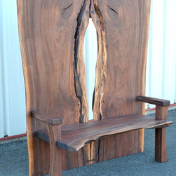 Live Edge Walnut High Backed Bench - Indoor Benches