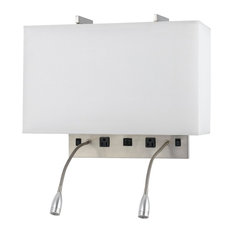 60W Wall Lamp, Brushed Steel Finish, White Shade