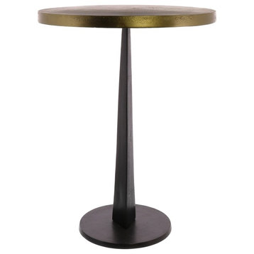 Minimalist Gold Brass Bronze Round Side Table | Metal Spike Pedestal Modern