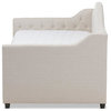 Perry Modern Fabric Daybed With Trundle, Light Beige