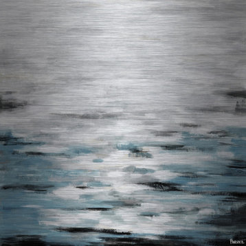 "Reflective Sea II" Painting Print on Brushed Aluminum, 48"x48"
