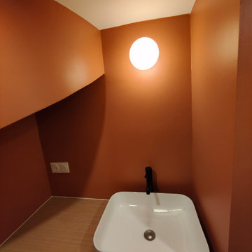 Salle de bain terrazzo & terracotta