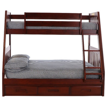 OS Home and Office Furniture 2819K3-22 Solid Pine Bunk Bed in Rich Merlot
