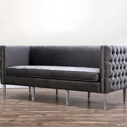 Bryn Grey Velvet Sofa by TOV Furniture - Sofas