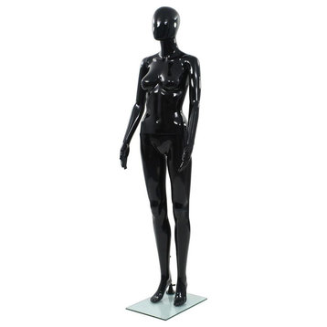 Vidaxl Full Body Female Mannequin With Glass Base Glossy Black 68.9, 142929