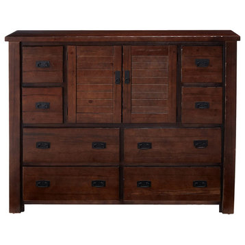 Rustic Dresser, 8 Drawers & Center Cabinet for Extra Storage Space, Brown Finish