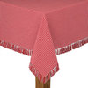 Homespun Fringed 100% Cotton Tablecloth, Red, 60"x102"