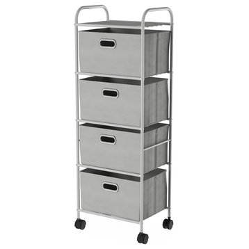 4-Drawer Fabric Dresser Slim Clothes Storage Organizer Rolling Cart
