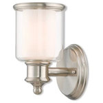 Livex Lighting - Livex Lighting Middlebush Polished Nickel Light Wall Sconce, Brushed Nickel - A magnificent home lighting choice, the Middlebush collection one light mini pendant effortlessly blends traditional style with clean, modern-day materials.