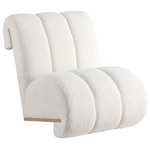 Meridian Furniture - Swoon Faux Sheepskin Upholstered Accent Chair, Cream, White Oak Veneer - Take comfort to a whole new level with this Swoon cream faux sheepskin accent chair. Its white oak veneer frame is sturdy and durable, while its extra padded seat upholstered with faux sheepskin with deep channel tufting provides you with an ultra-comfortable place to kick back and relax after a hard day, or gives you extra space for guests to sit while visiting. Its curved, contemporary design is a unique addition to any home, especially those with a modern aesthetic.