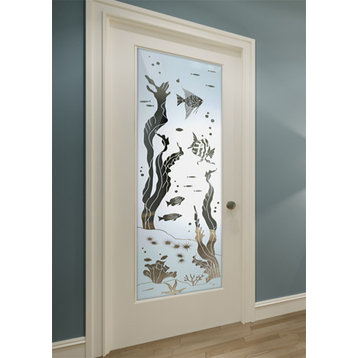 Interior Prehung Door or Interior Slab Door - Aquarium Fish - Primed - 28" x...