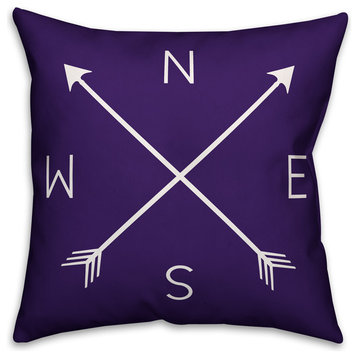Purple Compass Spun Poly Pillow, 18x18