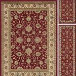 Tayse Rugs - Raleigh Traditional Floral Red 3-Piece Area Rug Set - Redefine style with the engaging oriental design of this area rug. The floral pattern has a sangria red background with antique ivory