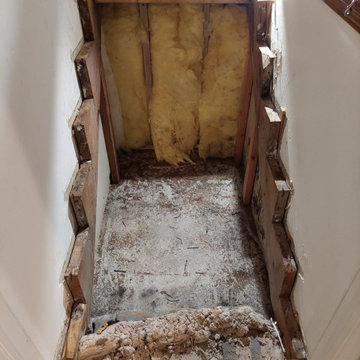 Basement stair demo after water damage