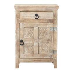 Print Block 1-Drawer whitewash Nightstand - Nightstands And Bedside Tables