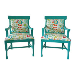 Mid-century Chairs / aqua floral - Products