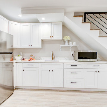 Basement remodel with bedroom space, closet space, living area,Irving