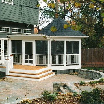 Screened Porch, Stairs and Stone Patio