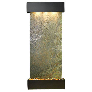 Inspiration Falls Wall Fountain, Blackened Copper, Green Featherstone, Square Fr