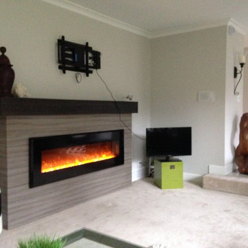 Linear Fireplace mantle surround with box mantle