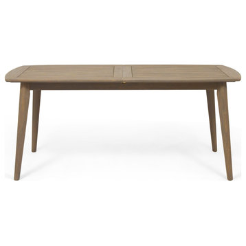 Candance Outdoor Acacia Wood Expandable Dining Table, Gray