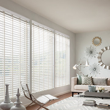 WHITE FAUX WOOD BLINDS - CLOTH TAPE BLINDS - Graber Wood Blinds
