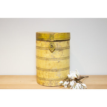 Rare Antique Wood Drum Container