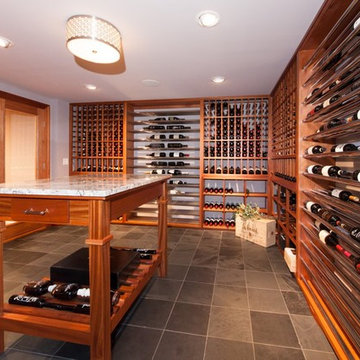 Contemporary basement/wine cellar and tasting room