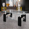 Modern Glass Black Coffee Table with Shelf Contemporary Living Room