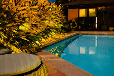Example of a beach style courtyard pool design in Orange County