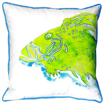 Green Fish Extra Large Zippered Pillow 22x22
