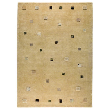 Hand Knotted Cafe Latte Wool Area Rug, 6'6"x9'9"
