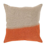 Dip Dyed Decorative Pillow, Neutral-Orange, Down Filler Square 18"