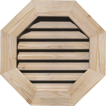 36x36 Octagonal Wood Gable Vent: Functional, 1x4 Flat Trim Frame