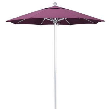 7.5' Silver Push Lift Aluminum Umbrella, Sunbrella, Iris