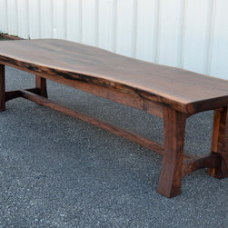 Walnut Bench with Curvy Legged Base - Indoor Benches