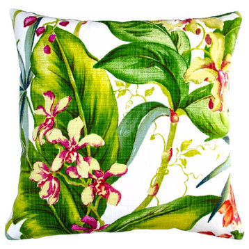 Artisan Pillows Indoor/Outdoor 18" Tropical Orchid Throw Pillow, Set of 2, Throw