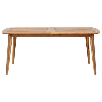 Candance Outdoor Acacia Wood Expandable Dining Table, Teak