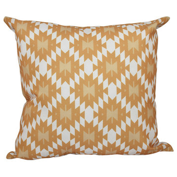 Jodhpur Kilim, Geometric Outdoor Pillow, Gold, 18"x18"