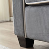 Stylish Corduroy Upholstered Sofa With Storage Sturdy, Dark Grey, Three-Seat