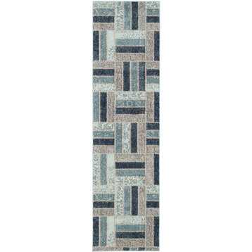 Safavieh Monaco Collection MNC214 Rug, Grey/Blue, 2'2" X 8'