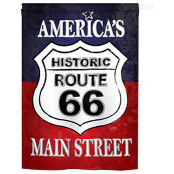 Patriotic Route 66 2-Sided Vertical Impression House Flag