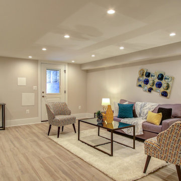 Basement remodeled with bedroom space and extra closet space in Maryland