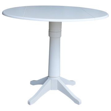 42" Round dual drop Leaf Pedestal Table - 36.3 "H, White