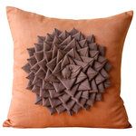 The HomeCentric - Applique Flower 16"x16" Felt Orange Decorative Pillows Cover, Warm Summer - Warm Summer is an exclusive 100% handmade decorative pillow cover designed and created with intrinsic detailing. A perfect item to decorate your living room, bedroom, office, couch, chair, sofa or bed. The real color may not be the exactly same as showing in the pictures due to the color difference of monitors. This listing is for Single Pillow Cover only and does not include Pillow or Inserts.